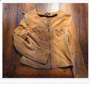 ELLA MOSS GIRLS FAUX SUEDE FRINGE JACKET
